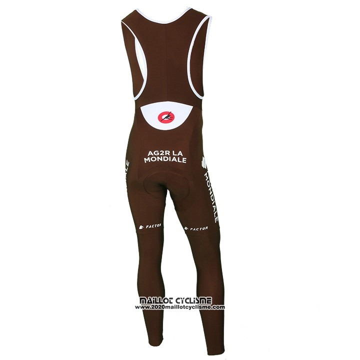 2018 Maillot Ciclismo Ag2r La Mondiale Marron Manches Longues et Cuissard